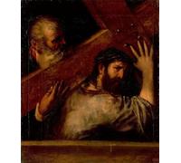 RZHRHJES Pittura su Tela di Paesaggio Riproduzione Dipinto Stampe da Parete Per Quadri Trasporto della Croce di Tiziano Vecelli per la Decorazione Della Parete 60x90cm
