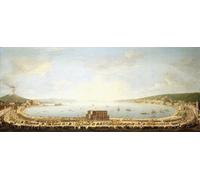 RZHRHJES Pittura su Tela di Paesaggio Riproduzione Dipinto Stampe da Parete Per Quadri una veduta panoramica del golfo di Napoli di Antonio Joli per la Decorazione Della Parete 60x90cm