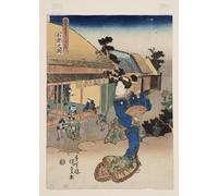 RZHRHJES Pittura su Tela di Paesaggio Riproduzione Dipinto Stampe da Parete Per Quadri Veduta di Ishibe di Utagawa Kunisada per la Decorazione Della Parete 60x90cm
