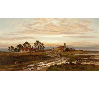 RZHRHJES Pittura su Tela di Paesaggio Riproduzione Dipinto Stampe da Parete Per Quadri Worcestershire Morning Cleaaring After Rain di Benjamin Williams Leader per la Decorazione Della Parete 60x90cm
