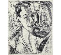 RZHRHJES Quadro su Tela Murale Tela Nordico Pittura Autoritratto con sigaretta di Ernst Ludwig Kirchner per L'arredamento Della Camera da Letto 60x90cm