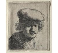 RZHRHJES Quadro su Tela Murale Tela Nordico Pittura Autoritratto con tirato in avanti di Rembrandt Van Rijn per L'arredamento Della Camera da Letto 60x90cm