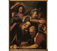 RZHRHJES Quadro su Tela Murale Tela Nordico Pittura Cristo caccia i cambiavalute dal tempio di Rembrandt Van Rijn per L'arredamento Della Camera da Letto 60x90cm