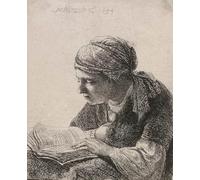 RZHRHJES Quadro su Tela Murale Tela Nordico Pittura Donna che legge di Rembrandt Van Rijn per L'arredamento Della Camera da Letto 60x90cm