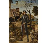 RZHRHJES Quadro su Tela Murale Tela Nordico Pittura Giovane cavaliere in un paesaggio di Vittore Carpaccio per L'arredamento Della Camera da Letto 60x90cm
