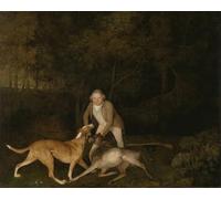 RZHRHJES Quadro su Tela Murale Tela Nordico Pittura il guardiacaccia del conte di Clarendons con una cerva morente e un segugio di George Stubbs per L'arredamento Della Camera da Letto 60x90cm