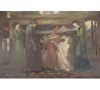 RZHRHJES Quadro su Tela Murale Tela Nordico Pittura Il sogno di Dante la morte di Beatrice di Dante Gabriel Charles Rossetti per L'arredamento Della Camera da Letto 60x90cm