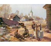 RZHRHJES Quadro su Tela Murale Tela Nordico Pittura Lavoro pacifico dietro il fronte nella Polonia russa di Felix Schwormstadt per L'arredamento Della Camera da Letto 60x90cm