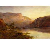 RZHRHJES Quadro su Tela Murale Tela Nordico Pittura l'Evening Glow Vale O'Bird Loch Lomond di Alfred De Breanski per L'arredamento Della Camera da Letto 60x90cm