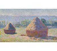 RZHRHJES Quadro su Tela Murale Tela Nordico Pittura Mucchi di grano alla fine dell'effetto mattutino d'estate di Claude Monet per L'arredamento Della Camera da Letto 60x90cm