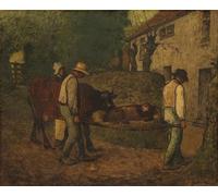 RZHRHJES Quadro su Tela Murale Tela Nordico Pittura Portare a casa il vitello campi di Jean Francois Millets per L'arredamento Della Camera da Letto 60x90cm