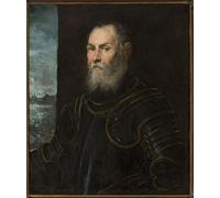 RZHRHJES Quadro su Tela Murale Tela Nordico Pittura Portrait of a Venetian Admiral by Jacopo Robusti Tintoretto per L'arredamento Della Camera da Letto 60x90cm