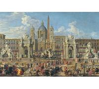 RZHRHJES Quadro su Tela Murale Tela Nordico Pittura Preparazione per lo spettacolo pirotecnico tenuto a Piazza Navosna da Paolo Pannini per L'arredamento Della Camera da Letto 60x90cm