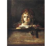RZHRHJES Quadro su Tela Murale Tela Nordico Pittura Tito alla sua scrivania di Rembrandt Van Rijn per L'arredamento Della Camera da Letto 60x90cm