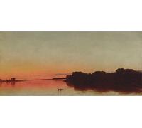 RZHRHJES Quadro su Tela Murale Tela Nordico Pittura Twilight on the Sound Darien di John Frederick Kensett per L'arredamento Della Camera da Letto 60x90cm