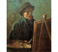 RZHRHJES Riproduzione Dipinto Stampe da Parete Per Quadri Autoritratto con cappello di pelliccia scura davanti a un cavalletto - Vincent Van Gogh per la Decorazione Della Parete 60x90cm