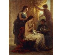 RZHRHJES Riproduzione Dipinto Stampe da Parete Per Quadri Il crepuscolo degli dei Siegfried e le fanciulle del Reno di Ignace Henri Jean Fantin Latour per la Decorazione Della Parete 60x90cm
