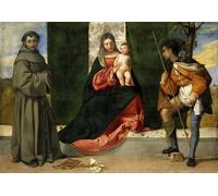 RZHRHJES Riproduzione Dipinto Stampe da Parete Per Quadri the Virgin and Child Between Saint of Padua and Saint Roque by Tiziano Vecelli per la Decorazione Della Parete 60x90cm