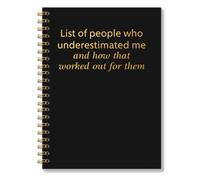 RZHV Elenco delle persone che mi hanno sottovalutato premium nero oro spirale notebook copertina rigida College a righe diario a righe, motivazione successo diario per lavoro, taccuino promozionale