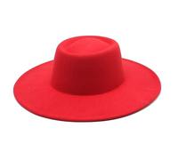 RZL Cappelli a Bombetta Nuovo Cappello a Cilindro Jazz in Lana Autunno e Inverno, Cappello a Cilindro con Anello concavo-Convesso da Donna, Cappello in Feltro a Tesa Larga da 9,5 cm (Colore : Rosso)