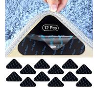 RZMZBY 12PCS Antiscivolo e Riutilizzabili Tappeto Gripper, Tappeto Gripper Anti-Slip Mat, anti arricciatura, lavabili e riutilizzabili, Adesivi Antiscivolo per Tappetini, per pavimenti in legno (Nero)