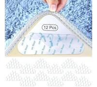 RZMZBY 12PCS Antiscivolo e Riutilizzabili Tappeto Gripper, Tappeto Gripper Anti-Slip Mat, anti arricciatura, Adesivi Antiscivolo per Tappetini, per pavimenti in legno (Bianco)