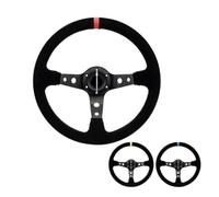 RZoZZZadN Volante 350MM 14 pollici pelle scamosciata PU microfibra alluminio compatibile con il gioco di corse Drift Sport Deep Rally universale
