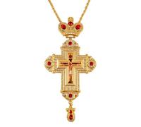 RZRHMUHN Croce pettorale ortodossa da 19 cm, placcato oro, crocifisso sacerdotale con corona, gioielli religiosi bizantini per vescovi, regalo cristiano per sacerdoti ortodossi