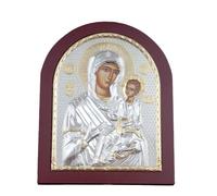 RZRHMUHN Icona ortodossa della Vergine Maria e Gesù Bambino, placcata in argento e oro, perfetta per la casa o la chiesa (rosso)