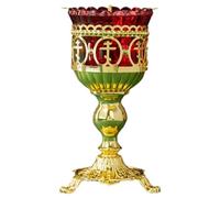 RZRHMUHN Lampada ortodossa per chiesa ortodossa, portacandele ortodossa placcata oro con tazza di vetro rosso, lampada a olio con design a croce a 3 barre per preghiera domestica, culto della chiesa