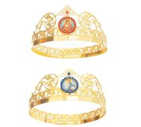 RZRHMUHN Set di corone cristiane ortodosse, in lega di zinco, squisito copricapo religioso con design a doppio colore rosso e blu per cerimonie, eventi e decorazioni in chiesa, 16 cm/21 cm, in lega di