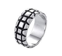 RZRPYFMM 9 millimetri Anello in Acciaio Inox Gotico Fascia Geometrica Personalità Acciaio Titanio Anello da Uomo Europeo E Americano Semplice Punk Engagement Gioielli Eterni, 10, acciaio inossidabile