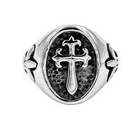 RZRPYFMM Anello Con Croce in Acciaio Inossidabile Anello Con Sigillo Con Croce Di Personalità Europea E Americana Anello Di Promessa Di Matrimonio Religioso Cristiano,Argento,11