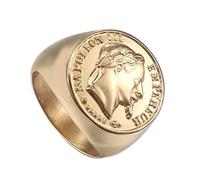 RZRPYFMM Anello Con Sigillo Gotico Ritratto Di Personalità Retrò Anello Totem Regalo Di Gioielli Locomotiva Punk Vichingo,D'oro,11