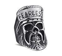 RZRPYFMM Anello Con Testa Di Fantasma Con Teschio in Acciaio Inossidabile Senza Paura, Anello Con Testa Generale, Personalità Retrò, Gioielli Da Pirata!,Argento,9