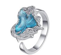 RZRPYFMM Anello Cuore Da Donna in Argento 925 Smaltato A Sabbie Mobili, Un Anello in Argento Sterling Elegante E Delicato,Argento,6