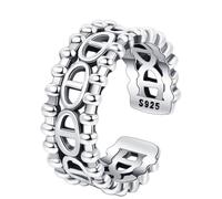 RZRPYFMM Anello Da Donna in Argento s925 Con Tonalità Fredda, Anello Vintage in Argento Con Naso Di Maiale,Argento,7