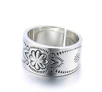 RZRPYFMM Anello Da Uomo Con Fiore Piccolo in Argento Sterling S925, Anello Vintage Personalizzato in Argento Sterling,Argento,13