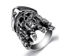 RZRPYFMM Anello Da Uomo in Acciaio Inossidabile Con Teschio Pirata Pirati Dei Caraibi Anello Con Testa Di Jack Gioielli Per Film Punk Rock Di Moda,Argento,12
