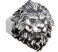 RZRPYFMM Anello Da Uomo in Argento Sterling S925 Con Testa Di Leone Anello Con Animale Punk Di Moda Anello Aperto Con Testa Di Leone Prepotente in Argento Tailandese Retrò,Argento,14