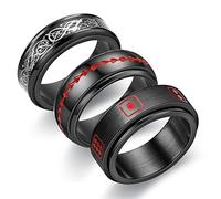 RZRPYFMM Anello Girevole in Acciaio Inossidabile Da Tre Pezzi Anello Girevole in Acciaio Inossidabile Da 8 Mm Con Anello Drago Europeo E Americano,Nero,8