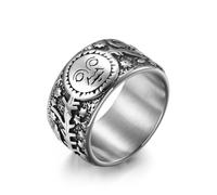 RZRPYFMM Anello Gotico Sole Luna Stella in Acciaio Inossidabile Anello Europeo E Americano Retrò Sole Luna Stella Vite Uomini E Donne Anello Di Gioielli Di Fidanzamento Bohémien,Argento,11