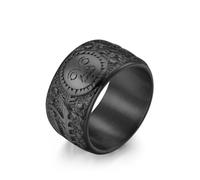 RZRPYFMM Anello Gotico Sole Luna Stella in Acciaio Inossidabile Anello Europeo E Americano Retrò Sole Luna Stella Vite Uomini E Donne Anello Di Gioielli Di Fidanzamento Bohémien,Nero,12