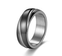 RZRPYFMM Anello in Acciaio Inossidabile Da 6 Mm Argento Stanza Nera Lui E Lei Vero Amore Promessa Anello Coppia Sposata Anello Di Fidanzamento Fascia Superiore,Argento,12