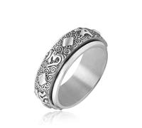 RZRPYFMM Anello Mantra Girevole A Sei Caratteri Anello in Acciaio Inossidabile Con Lettere Anello Buddista Tibetano Mantra 8MM Anello Rotante Anello Nuziale,Argento,11