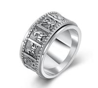 RZRPYFMM Anello Totem Animale Rotante Anello Zodiaco Rotante Da Uomo Anello Dito Indice S925 Gioielli Moda Personalità Retrò Argento Tailandese,Argento,8
