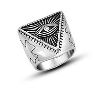 RZRPYFMM Anello Totem Dell'occhio Del Demone Vichingo Anello Della Croce Della Personalità Pagana Religiosa Anello Dell'acciaio Inossidabile Degli Uomini Del Triangolo Della Croce Massonica,Argento,8