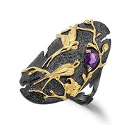 RZRPYFMM Anello Traforato Con Ametista In Argento 925, Un Elegante E Lussuoso Anello Per L'Eternità,Argento,5