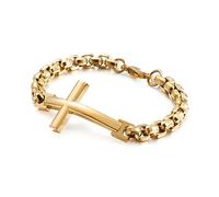 RZRPYFMM Bracciale A Croce Da Uomo in Acciaio Inossidabile, Bracciale Minimalista Personalizzato in Acciaio Inossidabile,D'oro,22cm