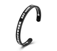 RZRPYFMM Bracciale A Polsino Con Lettera Incisa Coppia Moda Uomo Donna, Bracciale in Acciaio Al Titanio Con Lettere A Freccia Placcate Oro 18 Carati Gotico Opaco,Nero